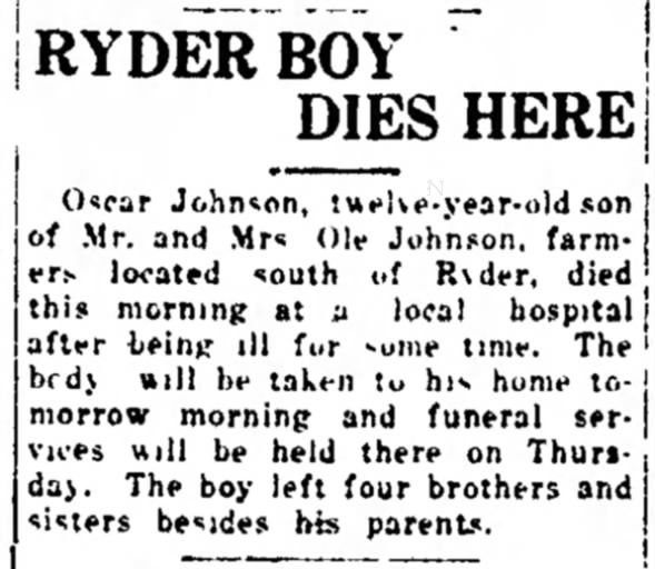 Clipping from The Bismarck Tribune